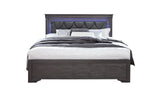 Pompei Metallic Grey King Bed With Led | Global - Home Elegance USA