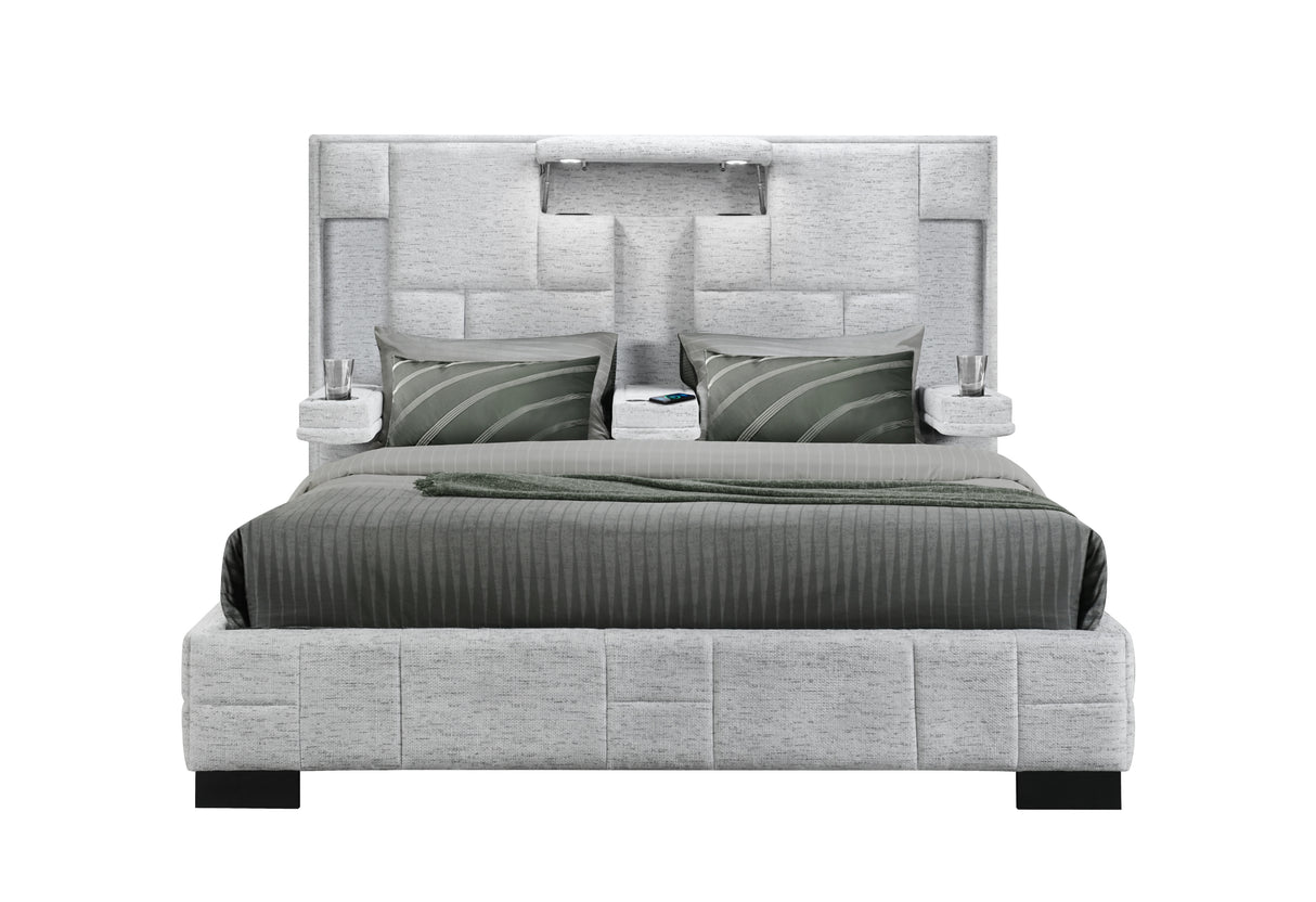 Oscar Grey King Bed No Wood Trim | Global - Home Elegance USA
