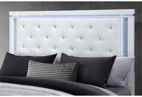 Alina White King Bed With Led | Global