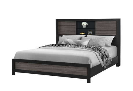Lisbon Grey/Black Bookcase King Bed | Global - Home Elegance USA