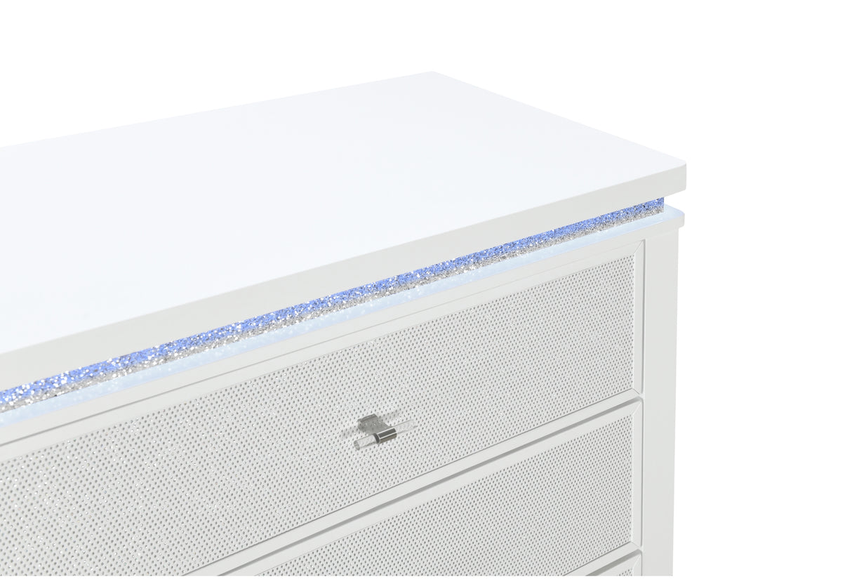 Alina White Nightstand With Led And Usb | Global Furniture USA - Home Elegance USA