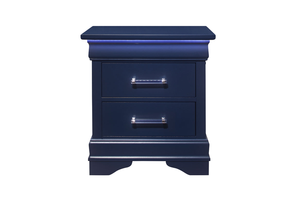 Charlie Blue Nightstand With Led | Global Furniture USA - Home Elegance USA