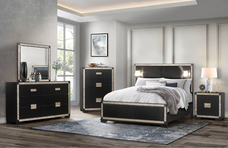 Blake Black/Gold Full Bed Group With Lamps