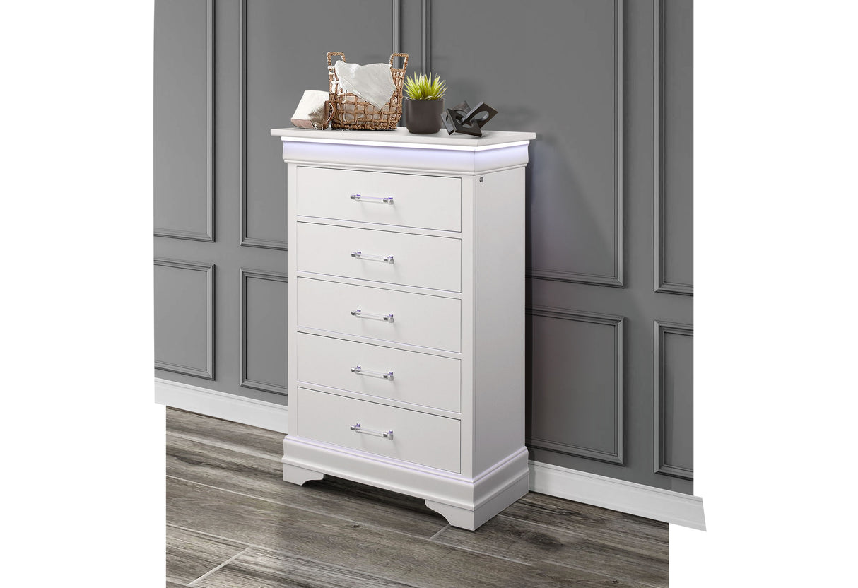 Charlie White Chest With Led | Global - Home Elegance USA