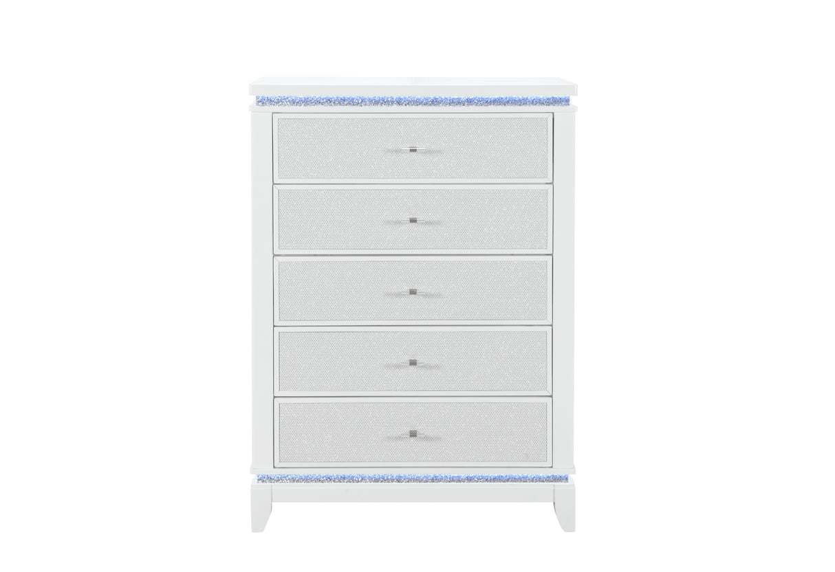 Alina White Chest W/ Led | Global - Home Elegance USA