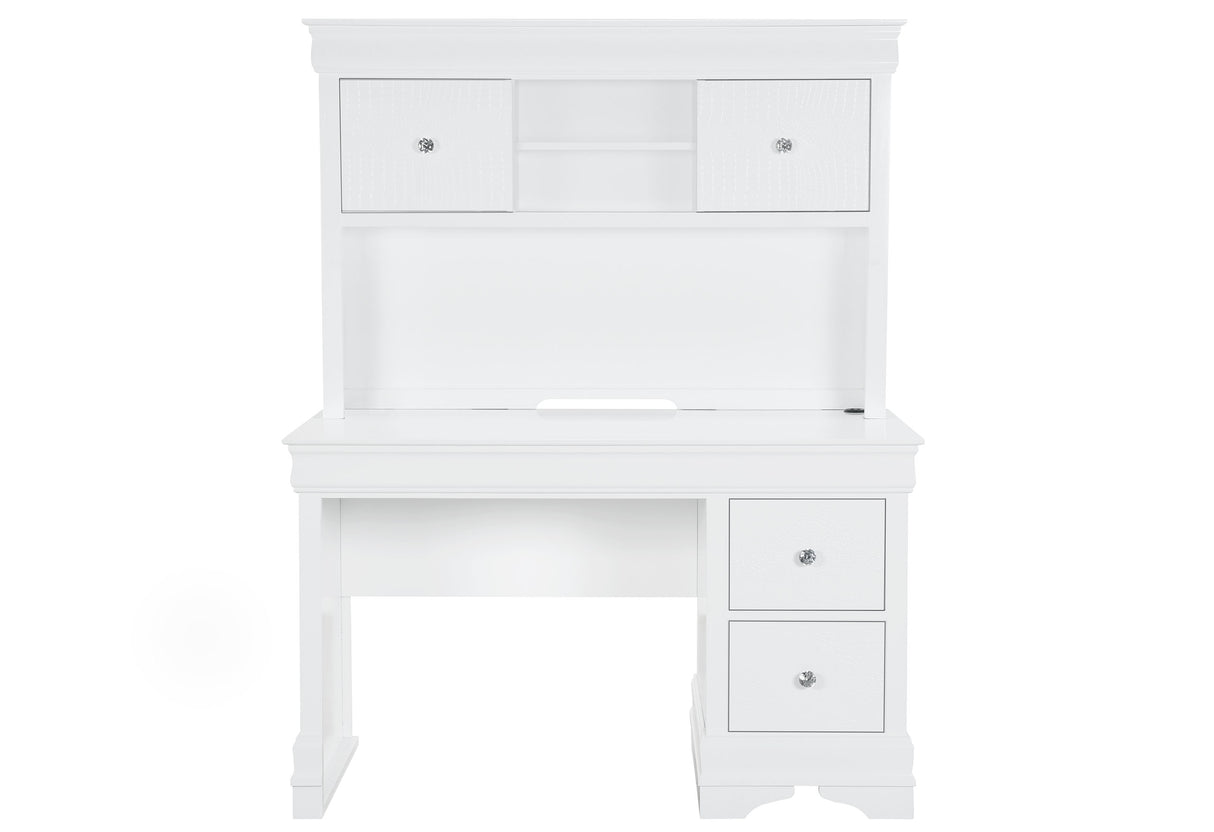 Pompei Metallic White Bookcase Twin Bed With Led | Global