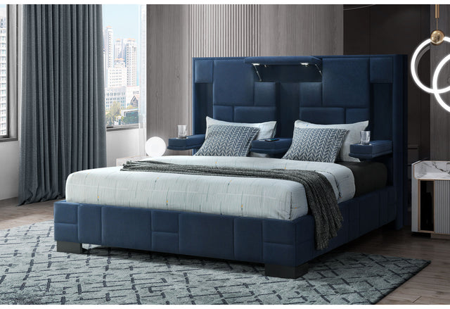 Oscar Queen Bed Navy Blue – Global Furniture USA
