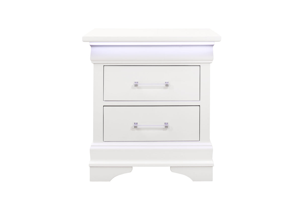 Charlie White Nightstand With Led | Global Furniture USA
