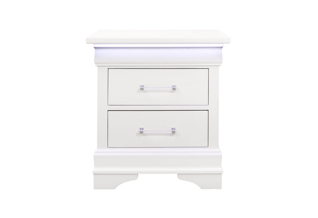 Charlie White Nightstand With Led | Global Furniture USA