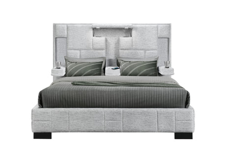 Oscar Queen Bed Grey with Wireless Charging – Global Furniture USA