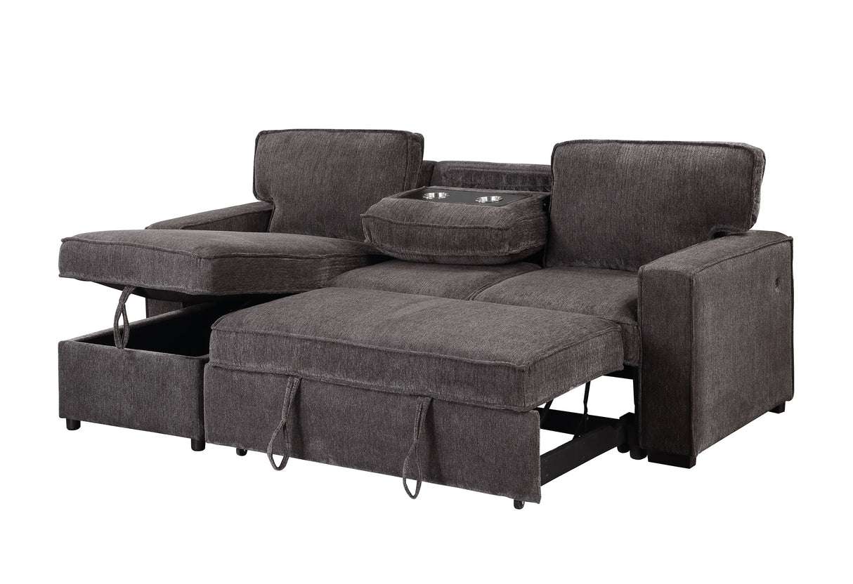 U0203 Dark Grey Reversible Pull Out Sofa Bed | Global Furniture USA