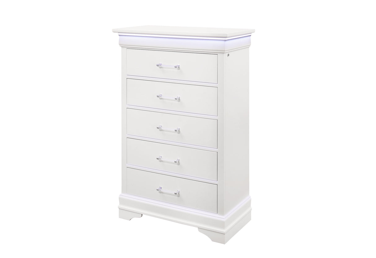 Charlie White Chest With Led | Global - Home Elegance USA