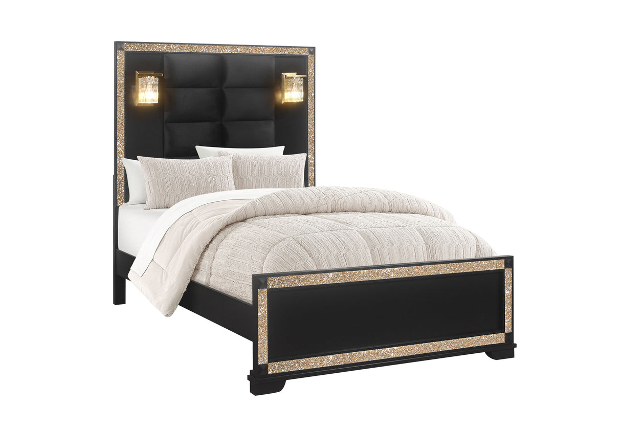 Blake Black Full Bed With Lamps | Global
