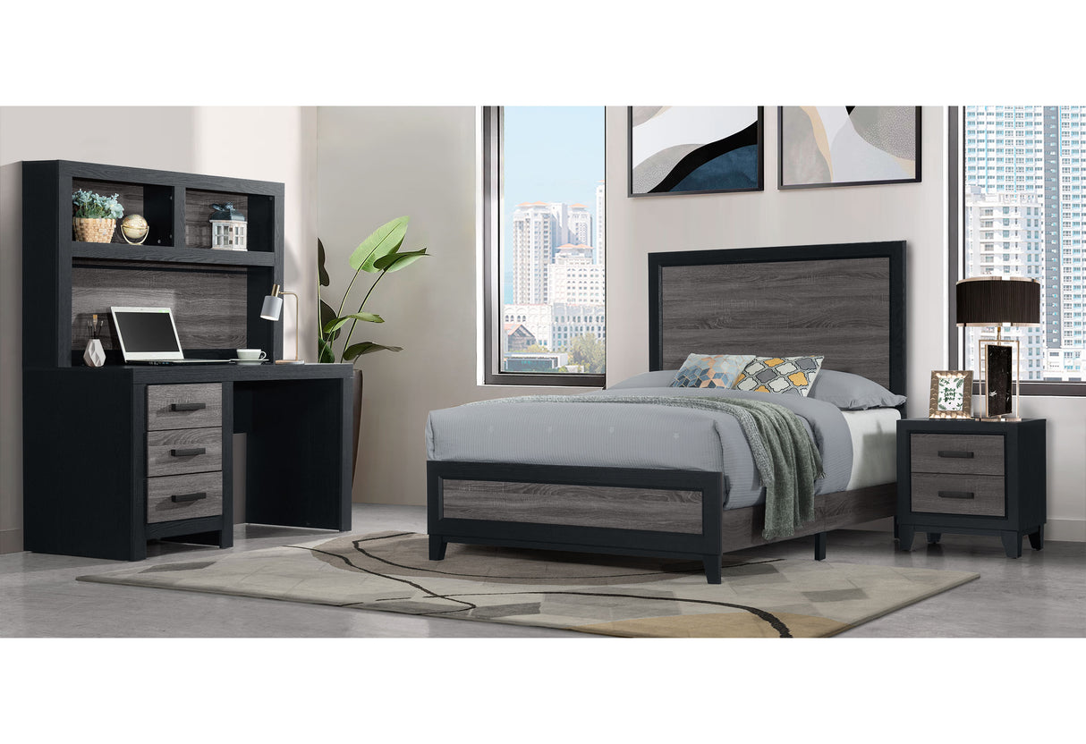 Lisbon Grey And Black Nightstand | Global Furniture USA - Home Elegance USA