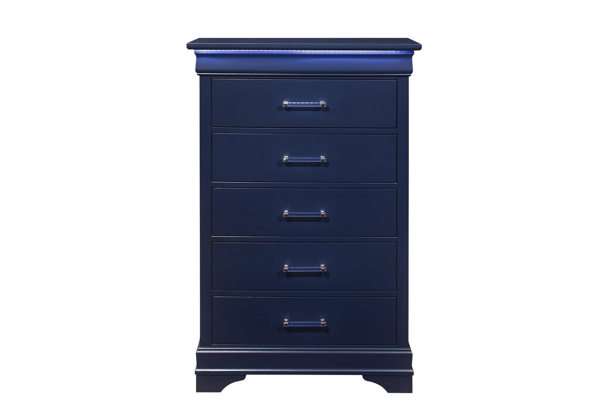 Charlie Blue Chest With Led | Global - Home Elegance USA