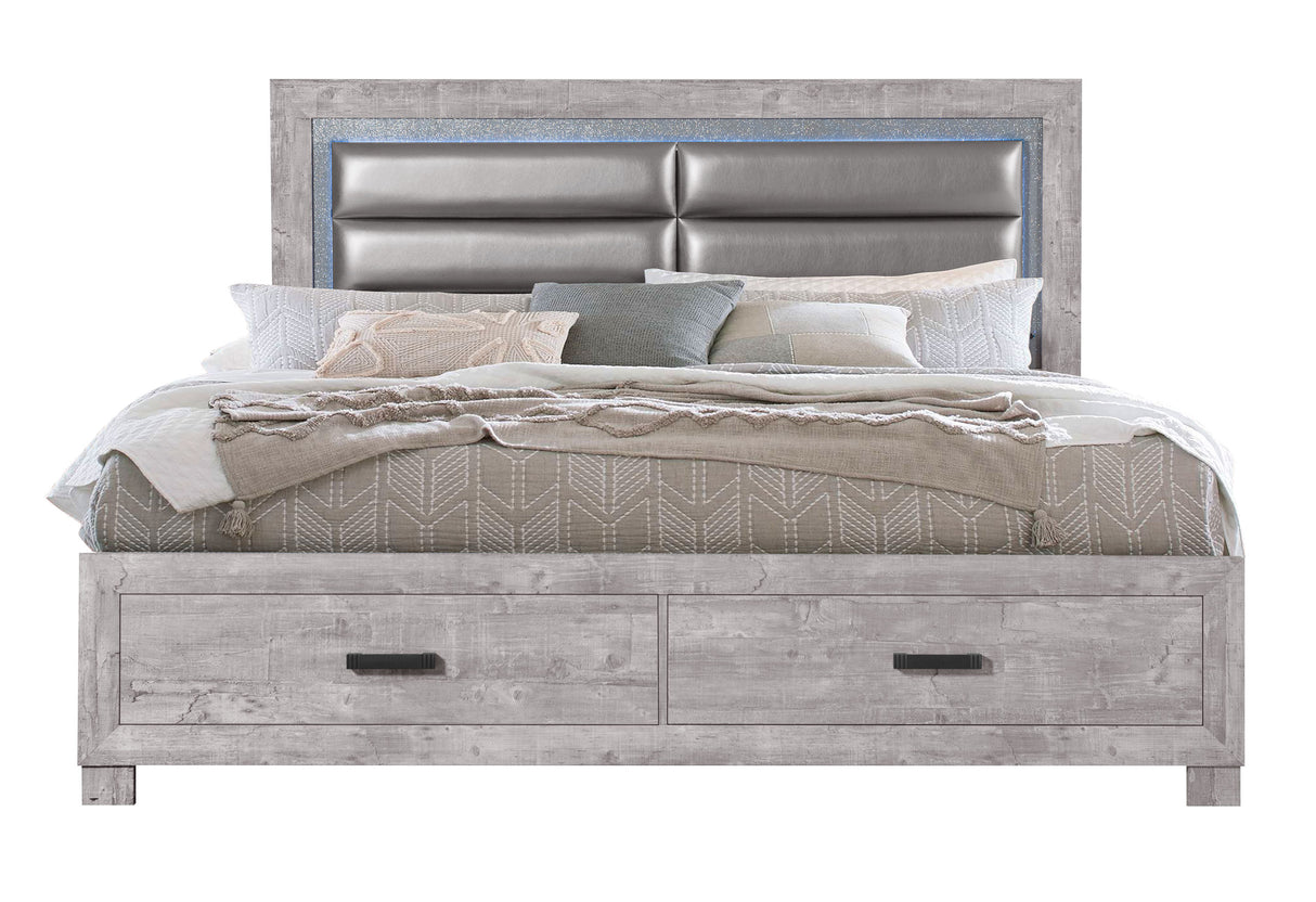 Nolan Grey King Bed | Global - Home Elegance USA
