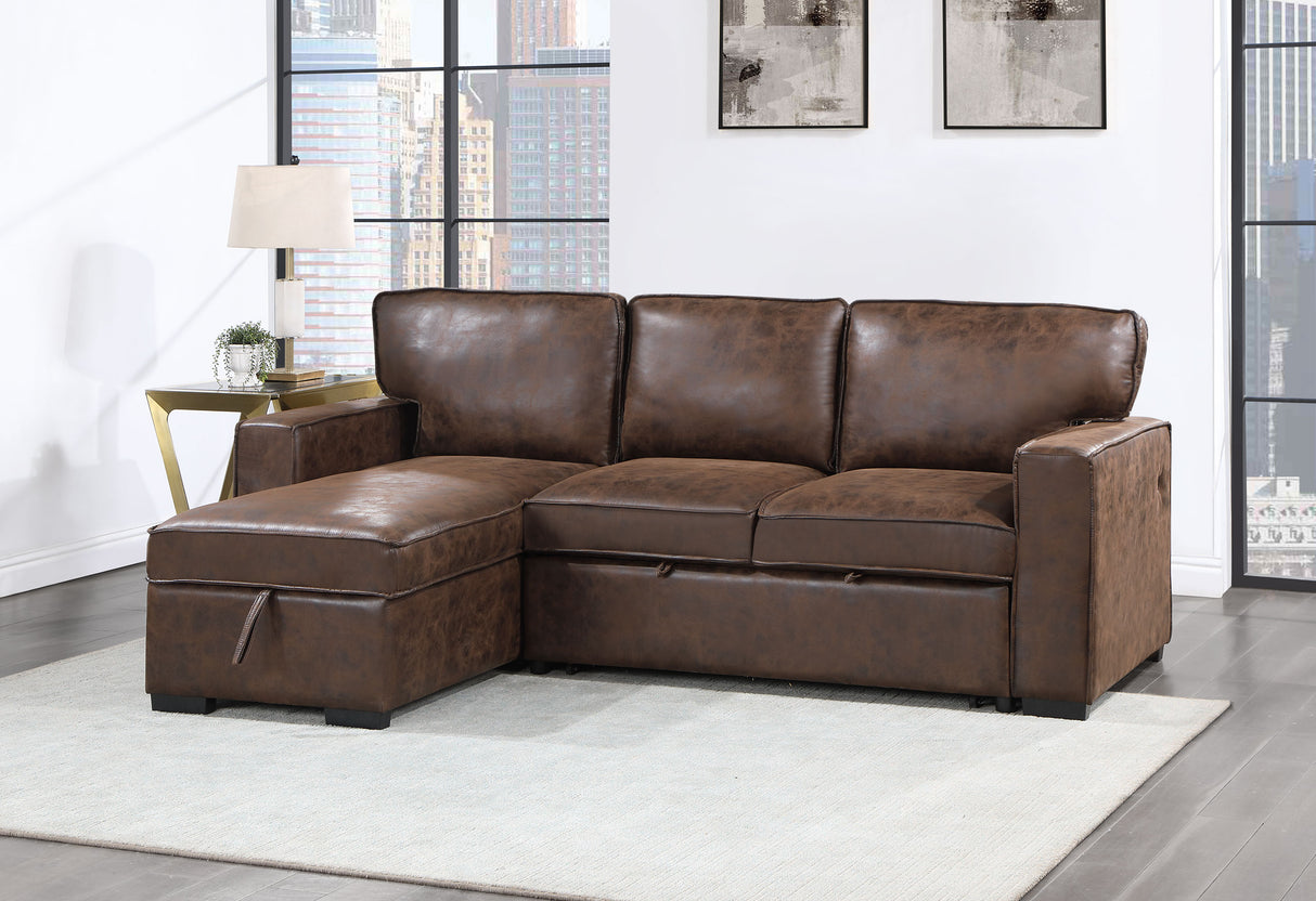 U0203 Coffee Reversible Pull Out Sofa Bed | Global Furniture USA