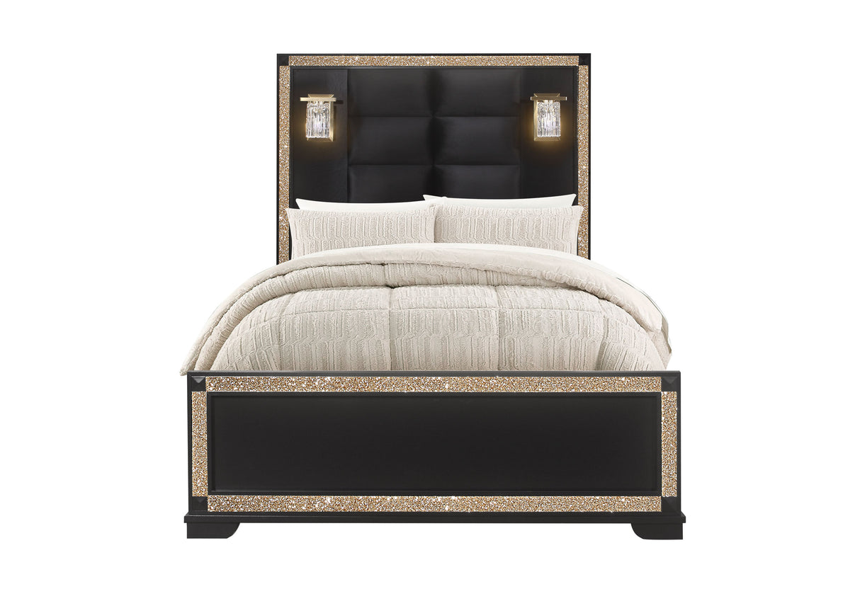 Blake Black Full Bed With Lamps | Global