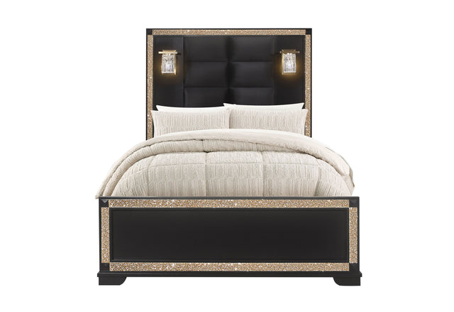 Blake Black Full Bed With Lamps | Global