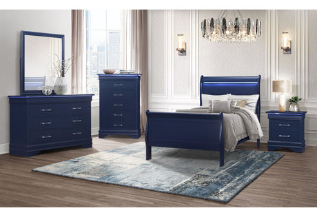 Charlie Blue Twin Bed With Led | Global - Home Elegance USA