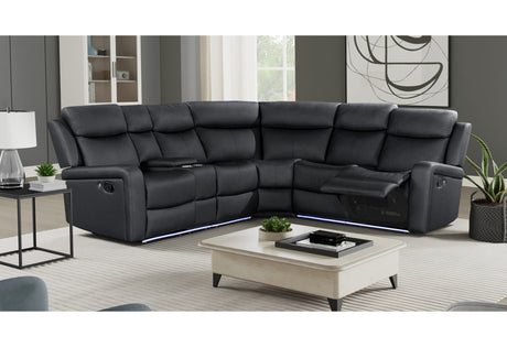 U6024 Black Pu 72 A Sectional With Led And 2 Recliners | Global Furniture USA - Home Elegance USA