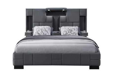 Oscar Dark Grey 8 King Bed No Wood Trim | Global - Home Elegance USA