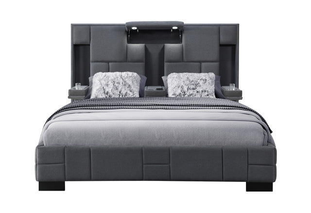 Oscar Dark Grey 8 King Bed No Wood Trim | Global - Home Elegance USA