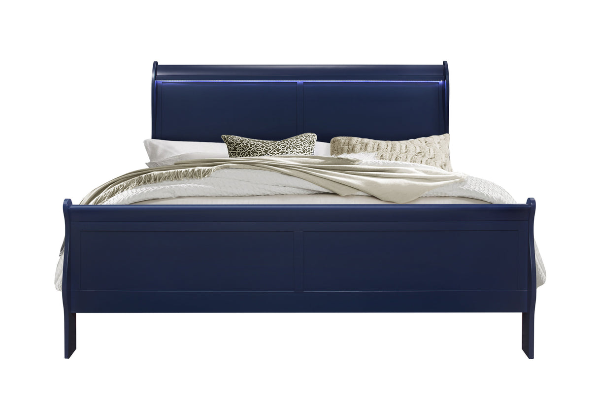 Charlie Blue King Bed Group With Led - sold by Home Elegance USA