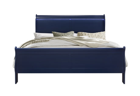 Charlie Blue King Bed Group With Led - sold by Home Elegance USA