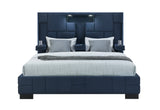 Oscar Navy Blue King Bed No Wood Trim | Global - Home Elegance USA