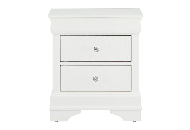 Pompei Metallic White Nightstand | Global Furniture USA - Home Elegance USA