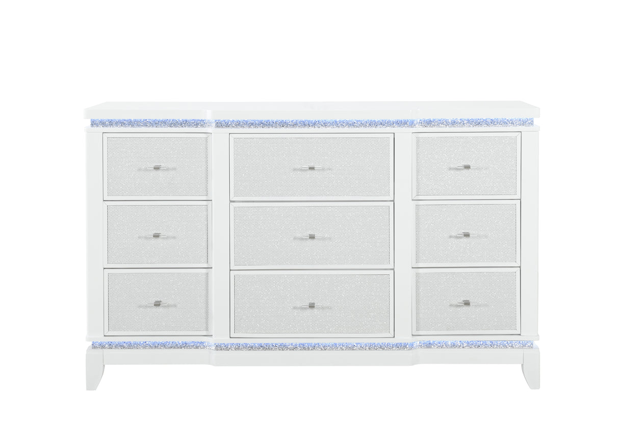 Alina White Dresser With Led