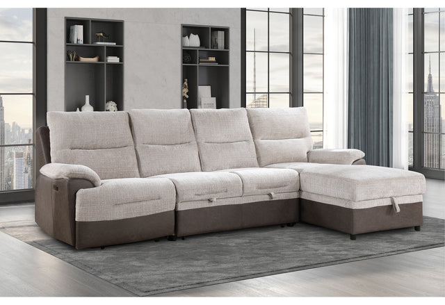U3822 Beige/Brown Sectional With Po And Usb | Global Furniture USA