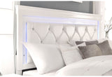 Pompei Metalliic White King Bed With Led | Global