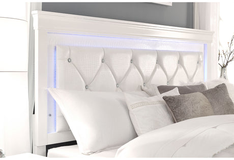 Pompei Metalliic White King Bed With Led | Global