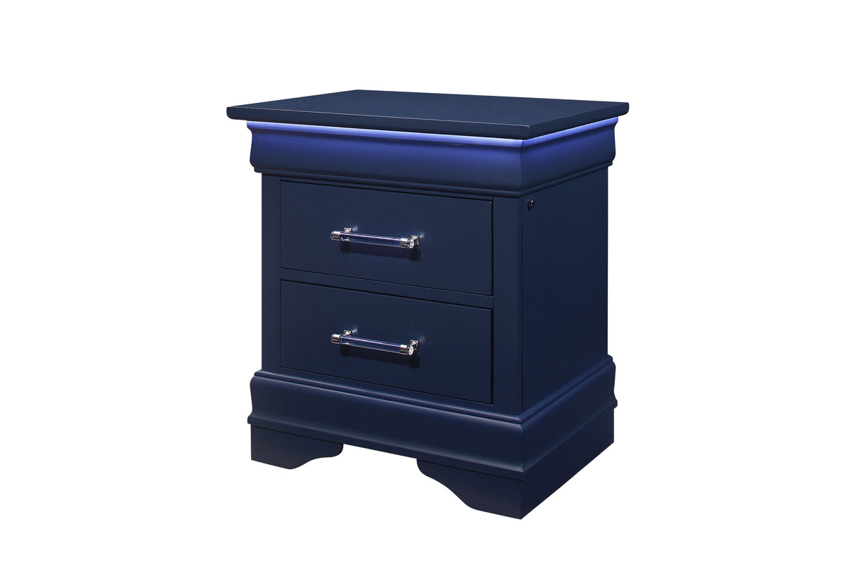 Charlie Blue Nightstand With Led | Global Furniture USA - Home Elegance USA