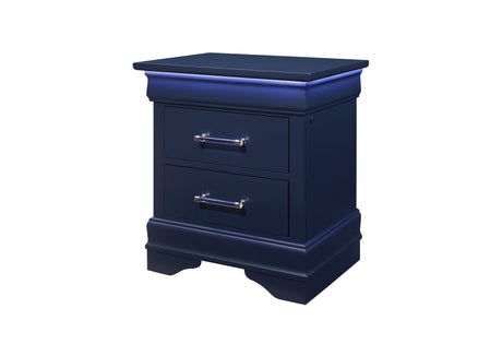 Charlie Blue Nightstand With Led | Global Furniture USA - Home Elegance USA