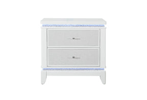 Alina White Nightstand With Led And Usb | Global Furniture USA - Home Elegance USA