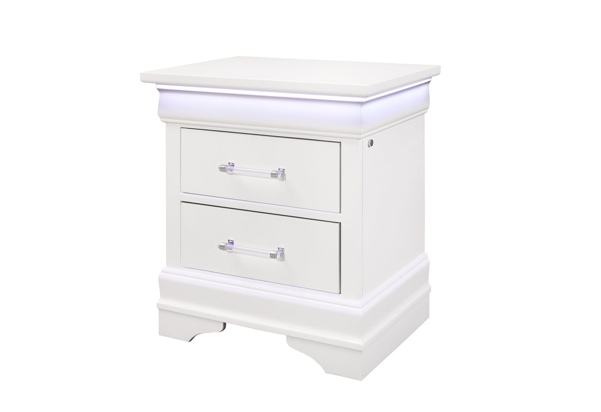Charlie White Nightstand With Led | Global Furniture USA