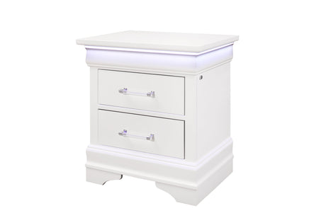 Charlie White Nightstand With Led | Global Furniture USA