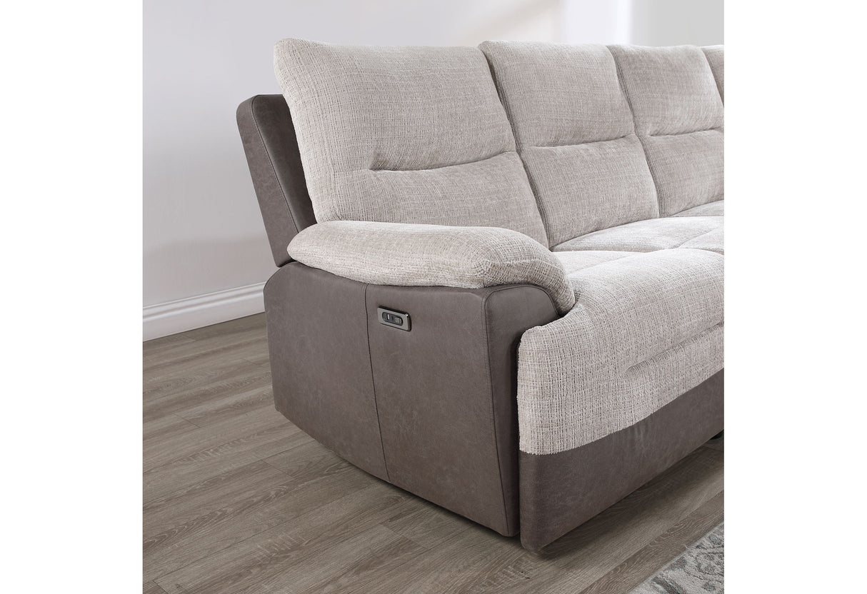 U3822 Beige/Brown Sectional With Po And Usb | Global Furniture USA