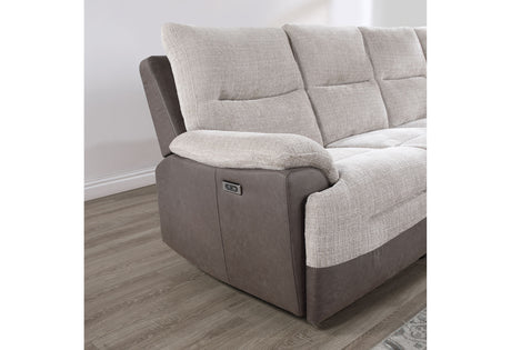 U3822 Beige/Brown Sectional With Po And Usb | Global Furniture USA