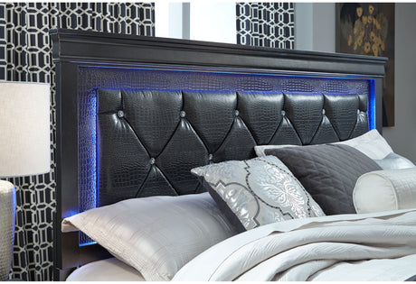 Pompei Metallic Grey King Bed With Led | Global - Home Elegance USA