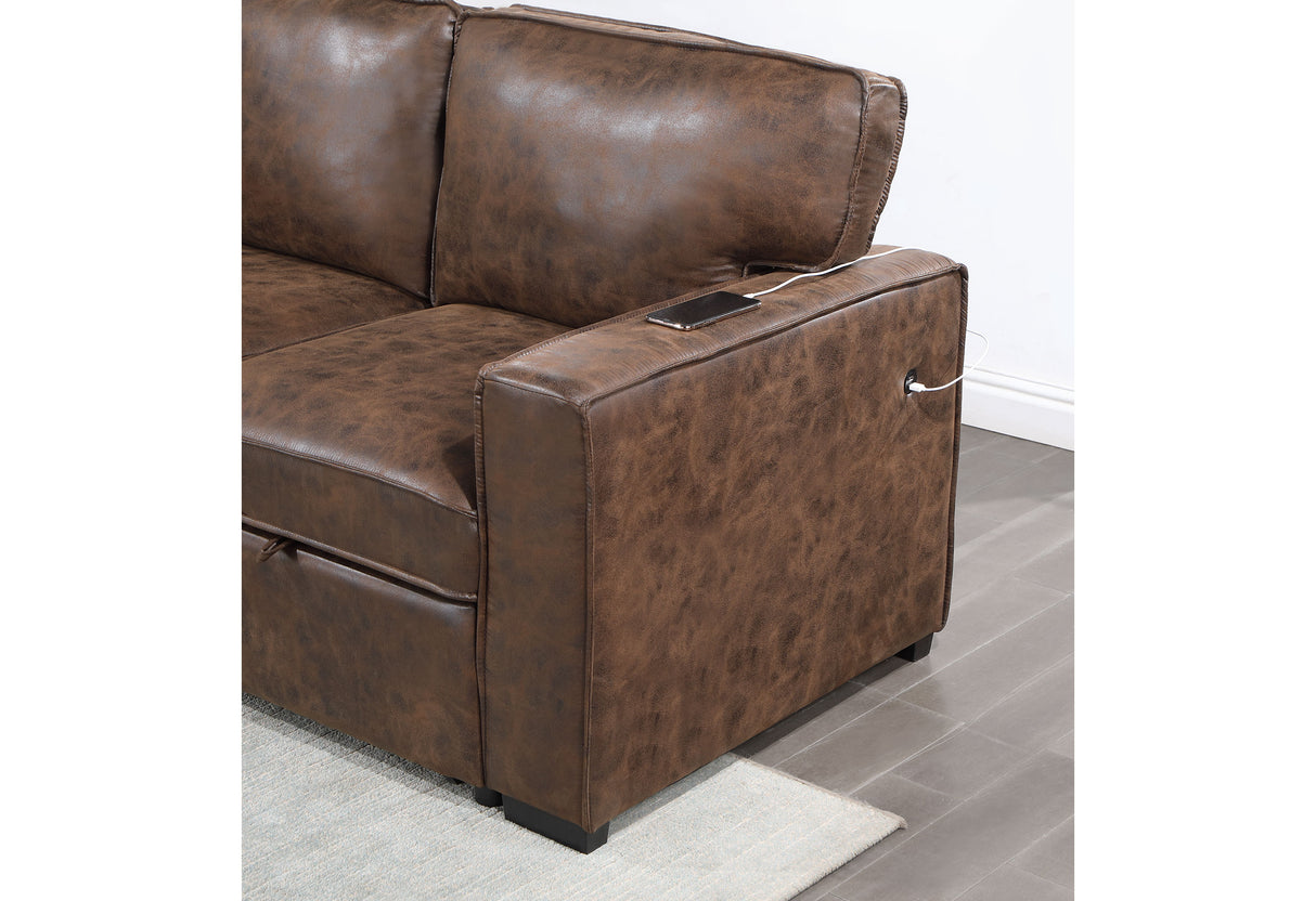 U0203 Coffee Reversible Pull Out Sofa Bed | Global Furniture USA