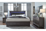 Pompei Metallic Grey King Bed With Led | Global - Home Elegance USA