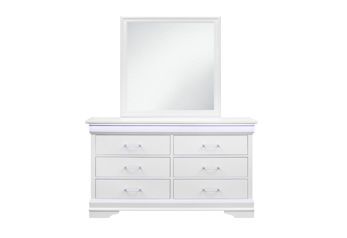 Charlie White Twin Bed, Dresser, Mirror And Nightstand - sold by Home Elegance USA