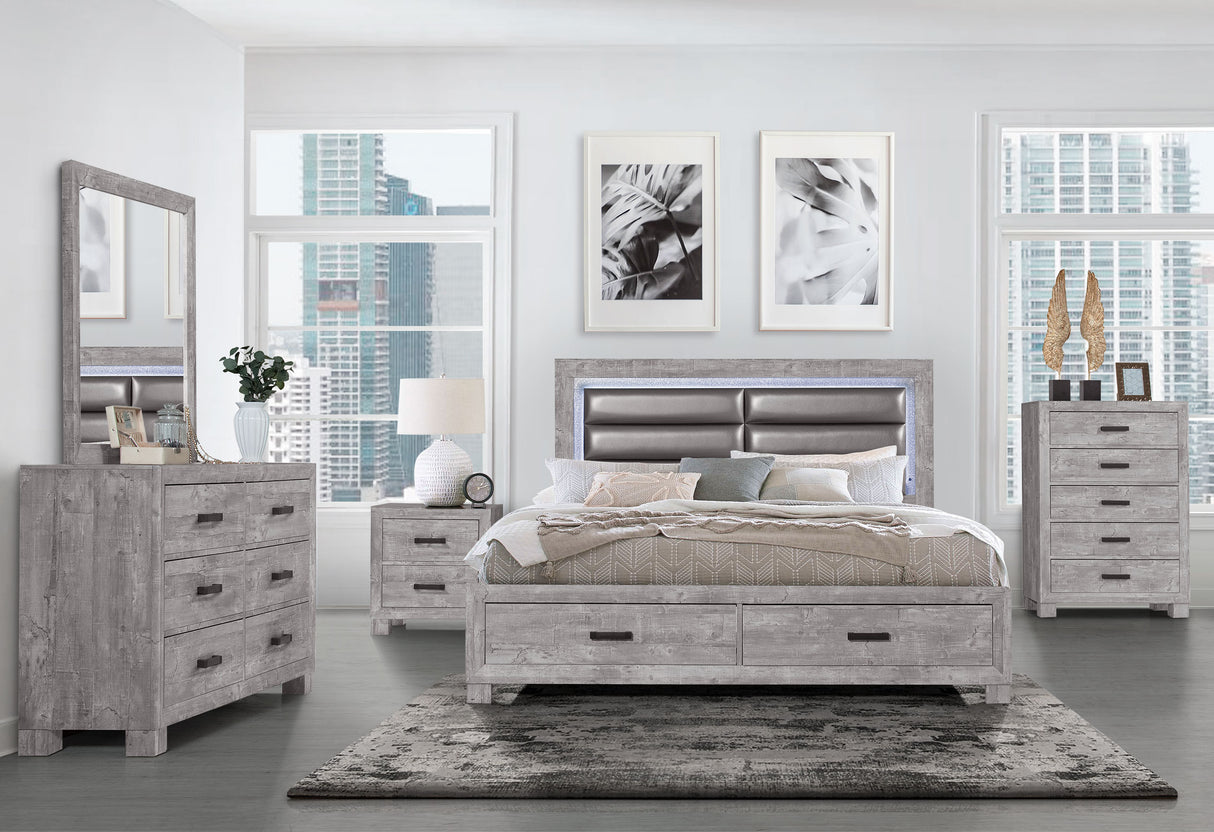 Nolan Grey King Bed | Global - Home Elegance USA