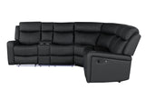 U6024 Black Pu 72 A Sectional With Led And 2 Recliners | Global Furniture USA - Home Elegance USA