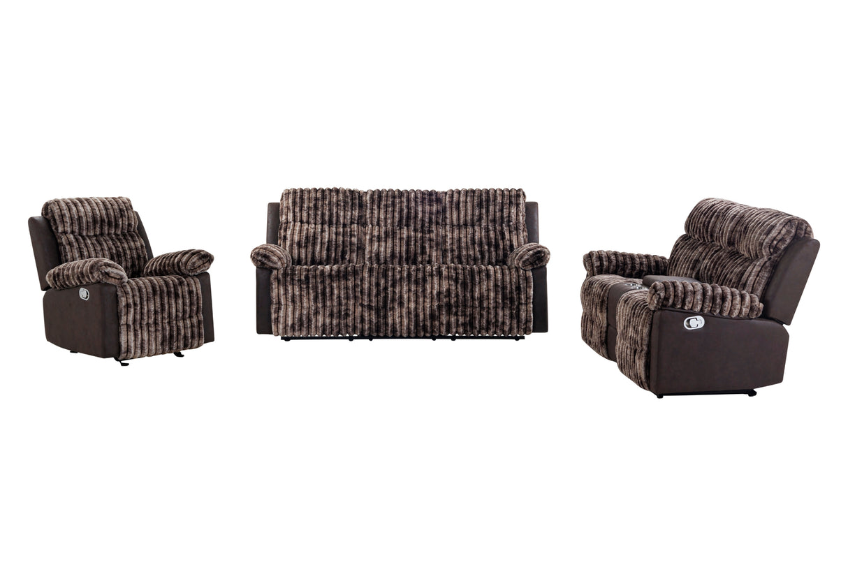 Sofá reclinable U6028 marrón, loveseat reclinable con consola y sillón reclinable deslizante | Global Furniture