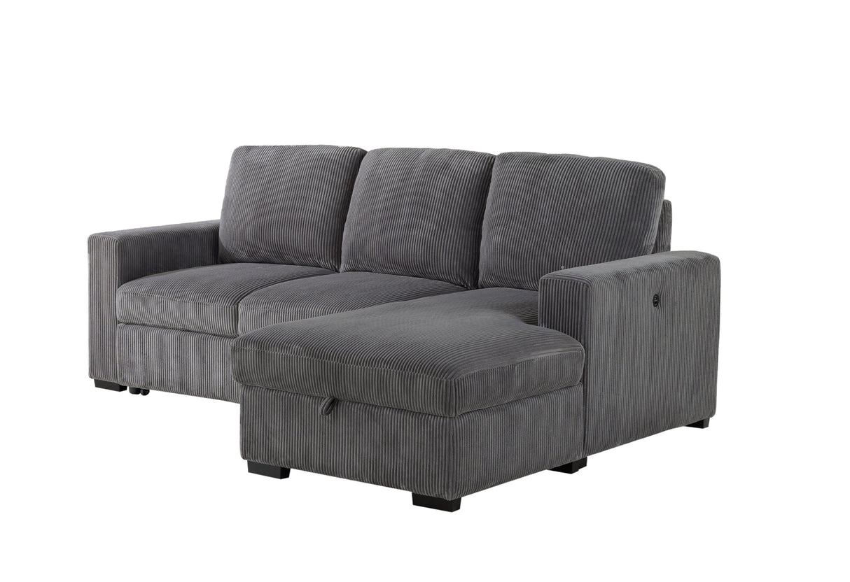 U2660 Grey L Sectional With Pullout | Global Furniture USA